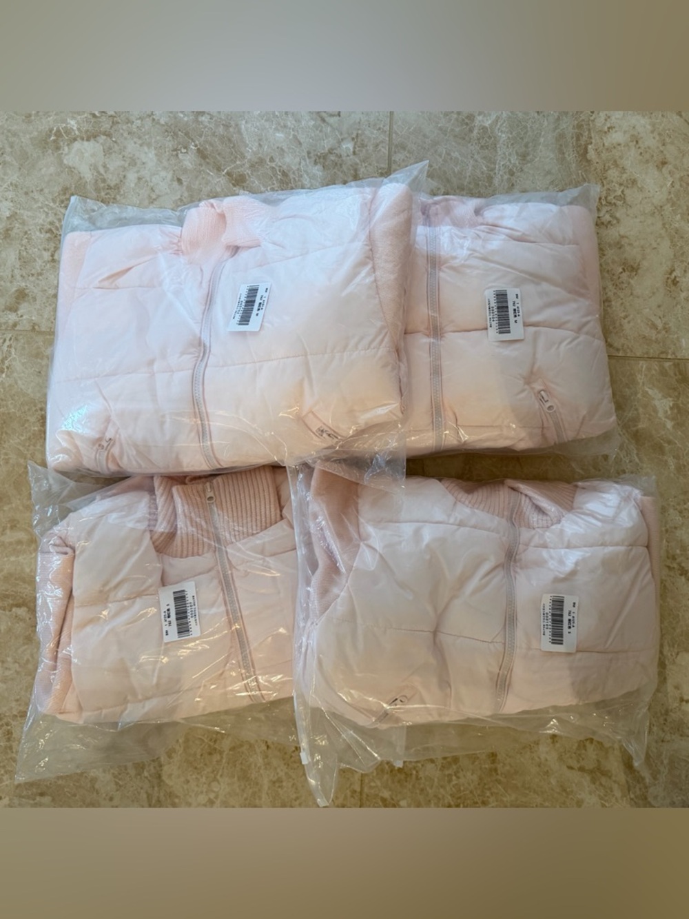 Pink Knitted Crop Puffer Jacket